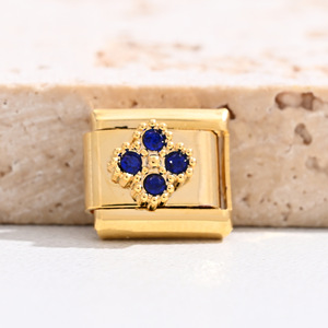 Italian Gold Modular Bracelet Set Crystal Rhinestone Flower Pattern DIY Jewelry Unisex Everyday Wear - Product Image 2