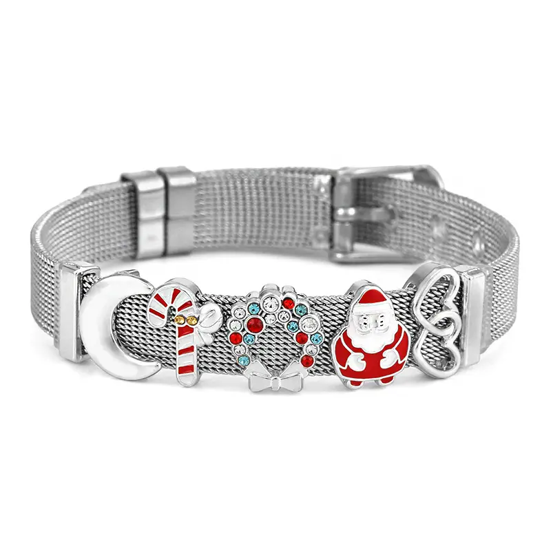 Brazalete de acero inoxidable para niños y niñas, pulsera de combinación de alta calidad para Año Nuevo y Navidad, regalo de Navidad