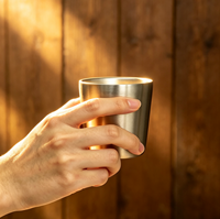 Gobelets empilables en acier inoxydable SUS304, or et argent, pour eau, bière, café, restaurant, maison, camping, vente en gros