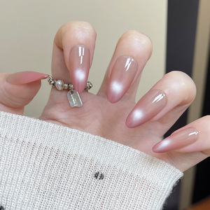 Ins Style Wearable High-End Cat Eye Color Block Gradient Xiaohongshu Hot Girl Pegatinas de uñas falsas - Product Image 1