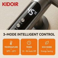 KIDOIR Porte-serviettes chauffant électrique mural moderne en bronze canon, séchoir de salle de bain 4 barres avec contrôle intelligent de la température IPX4 CE