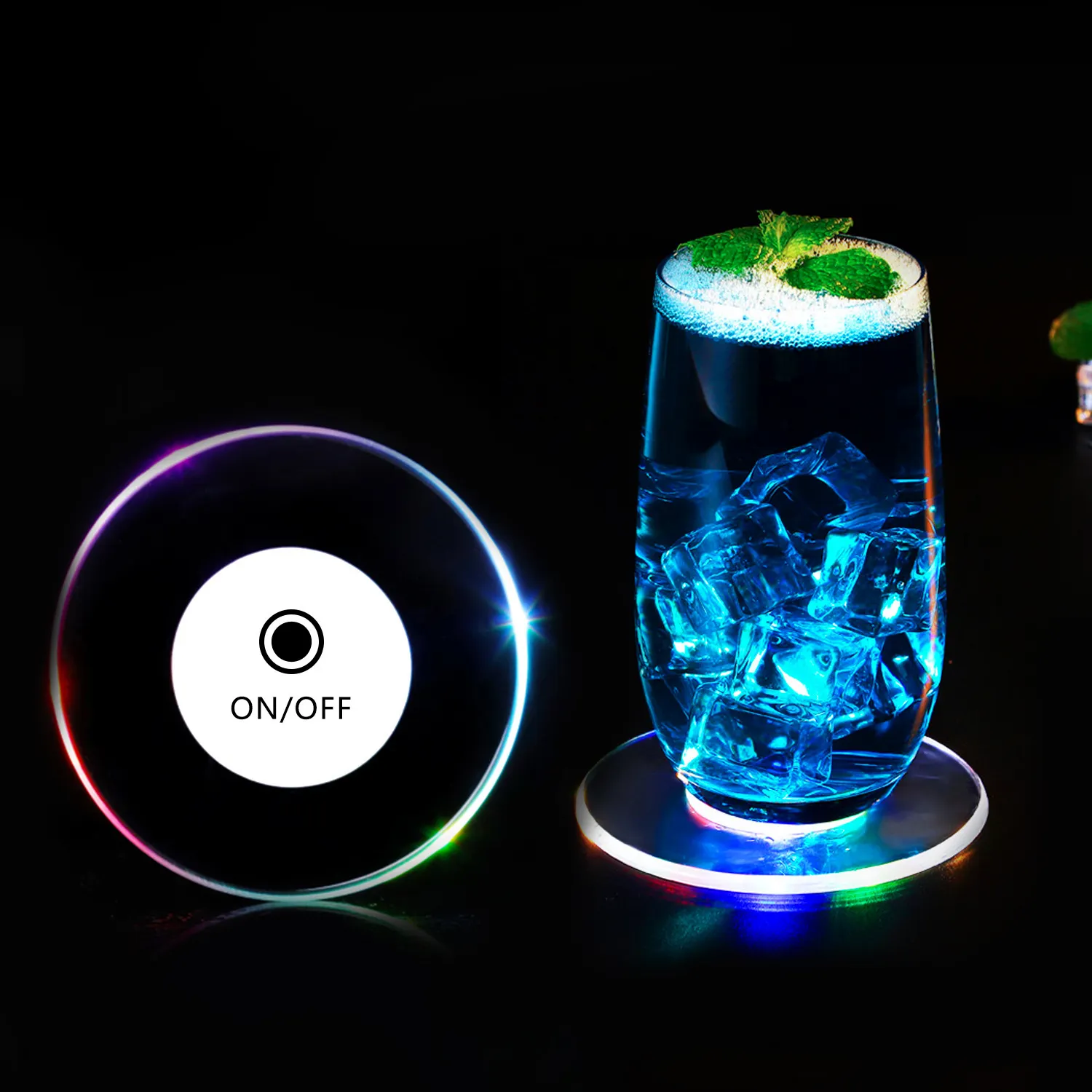 ZJI LED 컵 받침 라이트 업 컵 받침 LED 병 조명 RGB 다채로운 병 Glorifier LED 스티커 컵 받침 디스크 라이트 업