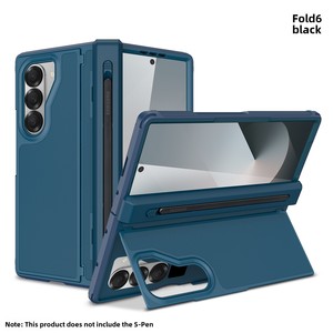 เคสโทรศัพท์ Samsung Z Fold 6 รุ่นใหม่ พร้อมช่องใส่ปากกาแม่เหล็กแบบติดด้านข้างและขาตั้ง เหมาะสำหรับการนำเข้าข้ามพรมแดน ผลิตจากวัสดุ PC แข็ง - Product Image 6