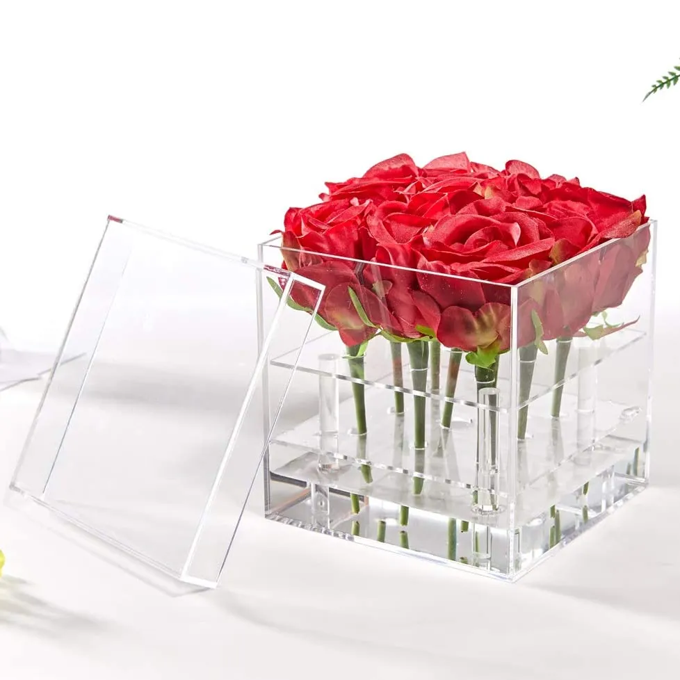 Klare Acryl Blumen Box Rose Box Geschenk Pac, Acryl Blumen Box mit Deckel