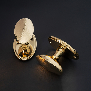 Hand-Finished Hammered <strong>Gold</strong> Oval <strong>Door</strong> <strong>Knob</strong> - Artisan Textured Solid Brass Handle for Custom Residential Design - Product Image 4