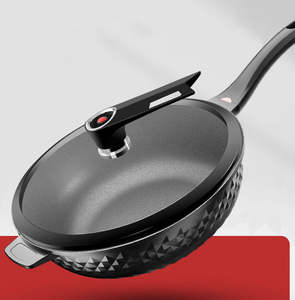 Personnalisé 28/30/32cm antiadhésif poêle <span class=keywords><strong>Wok</strong></span> cuisinière <span class=keywords><strong>Wok</strong></span> casserole couvercle en verre transparent - Product Image 3