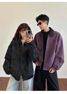 Nuova <span class=keywords><strong>Giacca</strong></span> Primaverile in <span class=keywords><strong>Pelle</strong></span> PU Stile Vintage Barn con Cerniera, Vestibilità Ampia, Stile High Street, Unisex, Tinta Unita - Product Image 6