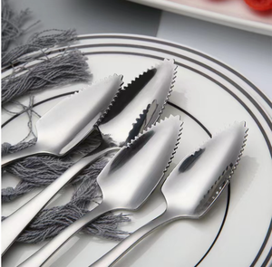 DFB0312 Cuillères à agrumes et pamplemousses semi-dentelées en acier inoxydable miroir SS304 - Product Image 2