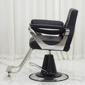 Black Small Silver Stainless Steel Base Barber <b>Chair</b> Customizable Color LOGO Salon <b>Chair</b> for Barber Shop - Product Image 4