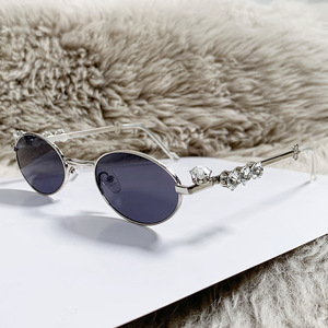 Fashion Hot Selling Men and Women Travel Luxury Diamond Encrusted High-Grade Oval Metal <b>Glasses</b> - Product Image 2