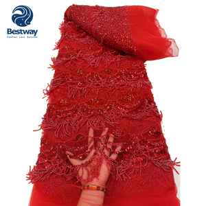 Bestway abito da festa con nappe di paillettes di lusso che produce tessuti di pizzo di Tulle con perline - Product Image 6