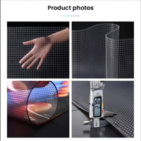 Film LED transparent flexible pour fenêtres, auto-adhésif, résolution 4K, luminosité 2000 cd, utilisation intérieure, affichage couleur intégrale