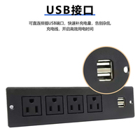 Multiprise USB 4 ports standard US, dissimulée, pour bureau, meubles, armoires, comptoirs