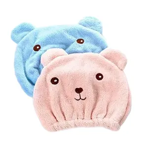 cartoon Hair Drying Towel, Wet Hair Wrap Towel Hat for Men and Women's Travel, Bath Spa Shower Head Cap Turban Twist Hair Dry