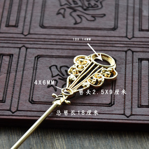 Épingle à cheveux de style dynastie Ming, plaquée cuivre, or et argent, fourche à cheveux de mariage avec motif Pipa, accessoires faits à la main pour bricolage - Product Image 2