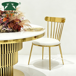 Nouveau modèle de mobilier d'hôtel, chaises de mariage en acier inoxydable doré pour événements - Product Image 1