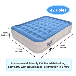 Lit d'air gonflable à trois couches en PVC bleu à 42 trous, doublement élargi, facile à transporter, <span class=keywords><strong>avec</strong></span> pompe électrique, pour le camping - Product Image 2