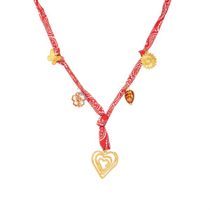 European American Floral Fabric Knot Necklace Gold Plated Heart Sunflower Pendant Clavicle Chain Party Jewelry - Product Image 5