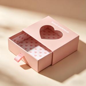 Caja de Regalo Rosa con Ventana y Cajón, de Cartón Rígido, con Logotipo Personalizado, para Regalos de San Valentín, Bodas, Cumpleaños, Joyería, Empaque de Alta Gama - Product Image 2