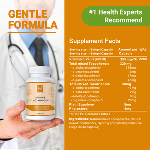 Vente en gros Vitamine E 400 LU Naturel Vegan Suppléments Mélange de Tocophérols Tocotriénols Soins de la Peau Vitamine E 60 Capsules - Product Image 4