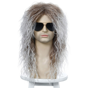 América Rock europeo estilo <span class=keywords><strong>Peluca</strong></span> de pelo sintético rizado Afro Negro hombres <span class=keywords><strong>peluca</strong></span> para los hombres blancos - Product Image 1