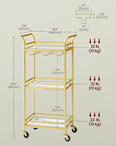 <span class=keywords><strong>VASAGLE</strong></span> Chariot <span class=keywords><strong>de</strong></span> service moderne avec porte-verres Roues et porte-bouteilles Chariot <span class=keywords><strong>de</strong></span> bar avec rangement - Product Image 6