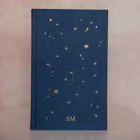 Carnet en tissu LABON Nuit étoilée céleste A5, couverture rigide en tissu avec feuille d'or, monogramme personnalisé, journal des constellations, cadeau
