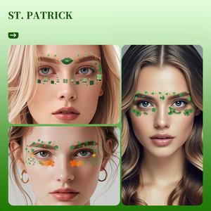 สติกเกอร์สักลายชั่วคราวรูปใบโคลเวอร์สีเขียว กันน้ำ ติดทนนาน สำหรับใช้ในวันเซนต์แพทริค งานปาร์ตี้ หรือเทศกาลต่างๆ - Product Image 3