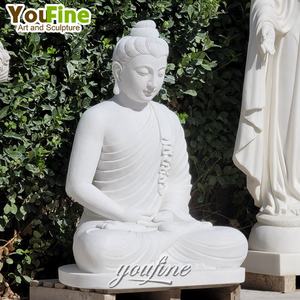 Estátuas de Buda em Pedra Natural de Alta Qualidade YOUFINE, Buda Sentado em Mármore Branco à Venda - Product Image 6