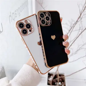 MAXUN 6D Plating Cute Heart Blank TPU Phone Case for Samsung Galaxy A12 A32 A50 J6 Prime S20 Ultra Back Cover Phone Case