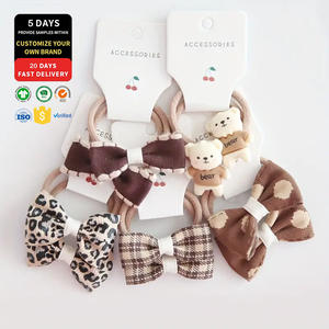 10 pz tessuto colorato carino fiocco fatto a mano <span class=keywords><strong>con</strong></span> elastico per bambine - Product Image 2