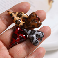Vintage 27*20mm imprimé léopard 3D en forme de coeur pendentifs acryliques pour boucles d'oreilles sacs porte-clés résultats