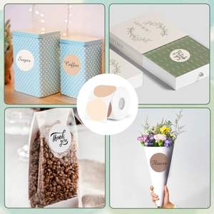 תוויות תרמיות עגולות 2 אינץ' 500 יחידות בגוון בז' מט, דביקות עצמית ליצירת לוגו, תגיות שם, למשרד, לבית, לאריזות מתנה - Product Image 6