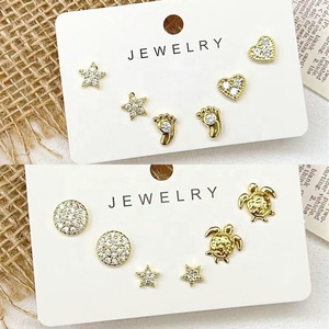 Pendientes Pequeños <span class=keywords><strong>de</strong></span> Circonita CH-LAE0838, Pendientes Pequeños <span class=keywords><strong>de</strong></span> Corazón <span class=keywords><strong>de</strong></span> Cobre, Pendientes Pequeños <span class=keywords><strong>de</strong></span> Estrella/<span class=keywords><strong>Tortuga</strong></span> para Mujer, Pendientes <span class=keywords><strong>de</strong></span> Botón Chapados en Oro - Product Image 1