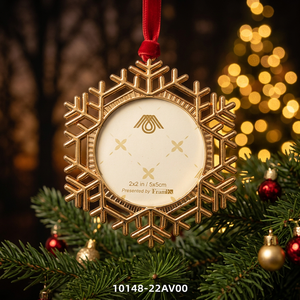 <b>Christmas</b> Ornament Snowflake Shape Metal Frame 2x2 in Personalized Decor Indoor Use Classic Style - Product Image 2