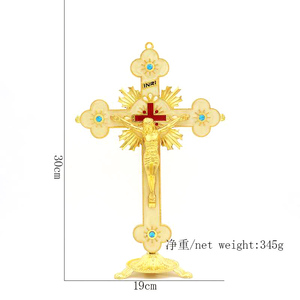 다이아몬드 금 십자가 십자가 예수 그리스도 기독교 종교 훈장 금속 기념품 Protion 선물 - Product Image 2