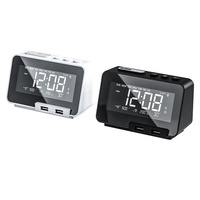 Hotel Wecker Radio FM Schlaf timer Dual USB Port Aufladen Digitale LED-Anzeige Dimmen Einstellbare Lautstärke BT Lautsprecher