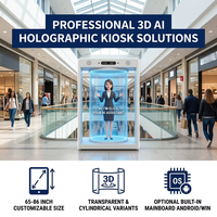 Kiosco Holográfico Digital con IA, Pantalla Transparente 4K, Recepcionista Virtual Interactivo para Centros Comerciales, Hoteles, Aeropuertos y Exposiciones
