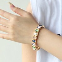 Nouveau Design Alliage Perle Gemme Élastique Réglable Bracelet Baroque Coloré Verre Cristal Perlé Bracelet Bijoux Pour Femmes