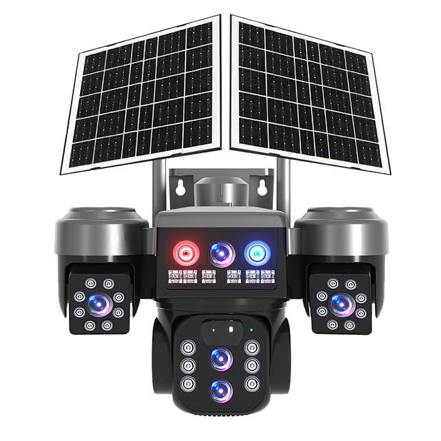 Wistino V380pro HD 9MP 10X Zoom Security Camera 360 Auto Detection Three Lens Three Screen Wifi 4G Solar Three PTZ Camera