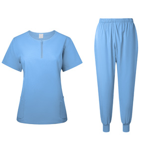 Women's Medical Scrub Set Short Sleeve Top With Pockets And Trousers Moisture Wicking Knitted Uniform For Nurses Doctors - Product Image 5