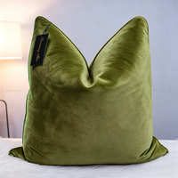 Housse de coussin décorative verte jacquard avec logo personnalisé pour canapé, hôtel et fournisseur domestique