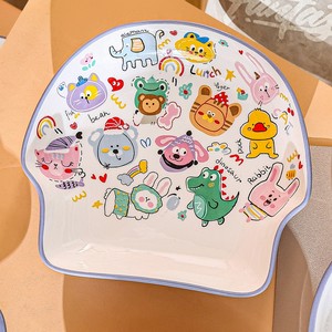 Spring Outing Season Underglaze Cartoon Ceramic Bowls Microwave Safe Household Dinnerware Saucer <strong>Plate</strong> Cute <strong>Childrens</strong> <strong>Set</strong> - Product Image 2