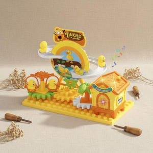 Parcours de glisse pour canards, blocs de construction, paradis de construction, ABS, 20 pièces, jouet de construction électrique avec engrenages, lumière et musique, jouet éducatif STEM pour enfants - Product Image 4