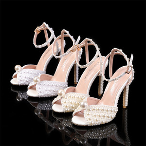 Sandali con Tacco Alto da Donna con Perle, <span class=keywords><strong>Scarpe</strong></span> Estive a Punta Antiscivolo <span class=keywords><strong>per</strong></span> Matrimoni all'Aperto, Tendenza Lusso 2025 - Product Image 3