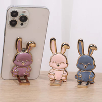 Anneau de doigt universel support de téléphone bureau pratique dessin animé lapin support de téléphone pliable boucle adhésif tige de traction cadre de Support