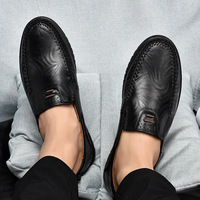 Chaussures décontractées confortables en cuir de vachette pour hommes, avec doublure en maille respirante, grande taille, style classique pour l'été