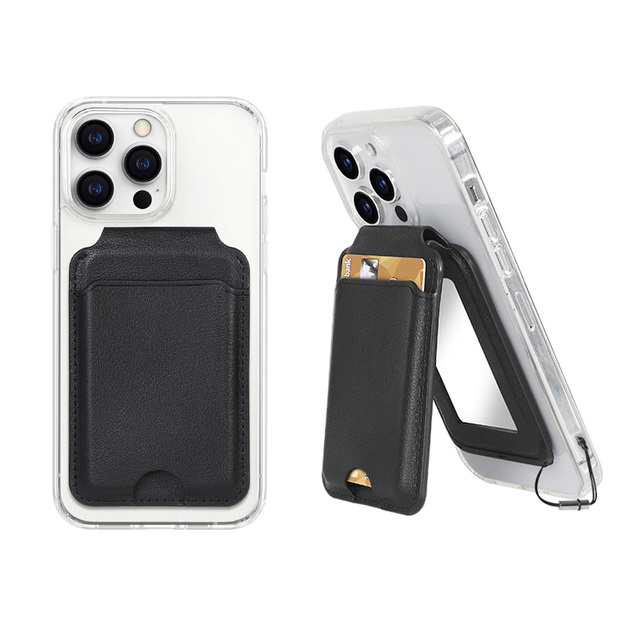 Custom Magnetic Pu Leather Wallet Built in Mirror Anti Drop String Phone Card Holder Stand