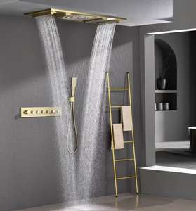 隠蔽設置サーモスタットシャワーLEDレインフォールセットLED5ウェイバスルームシャワーシステム簡単操作バスルーム蛇口シャワー - Product Image 1