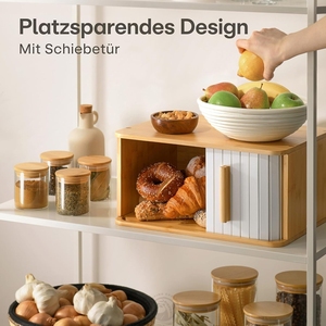 Mostrador de cocina, caja de pan de bambú personalizada, caja de almacenamiento de pan para pan casero con <span class=keywords><strong>puerta</strong></span> <span class=keywords><strong>corredera</strong></span> - Product Image 2